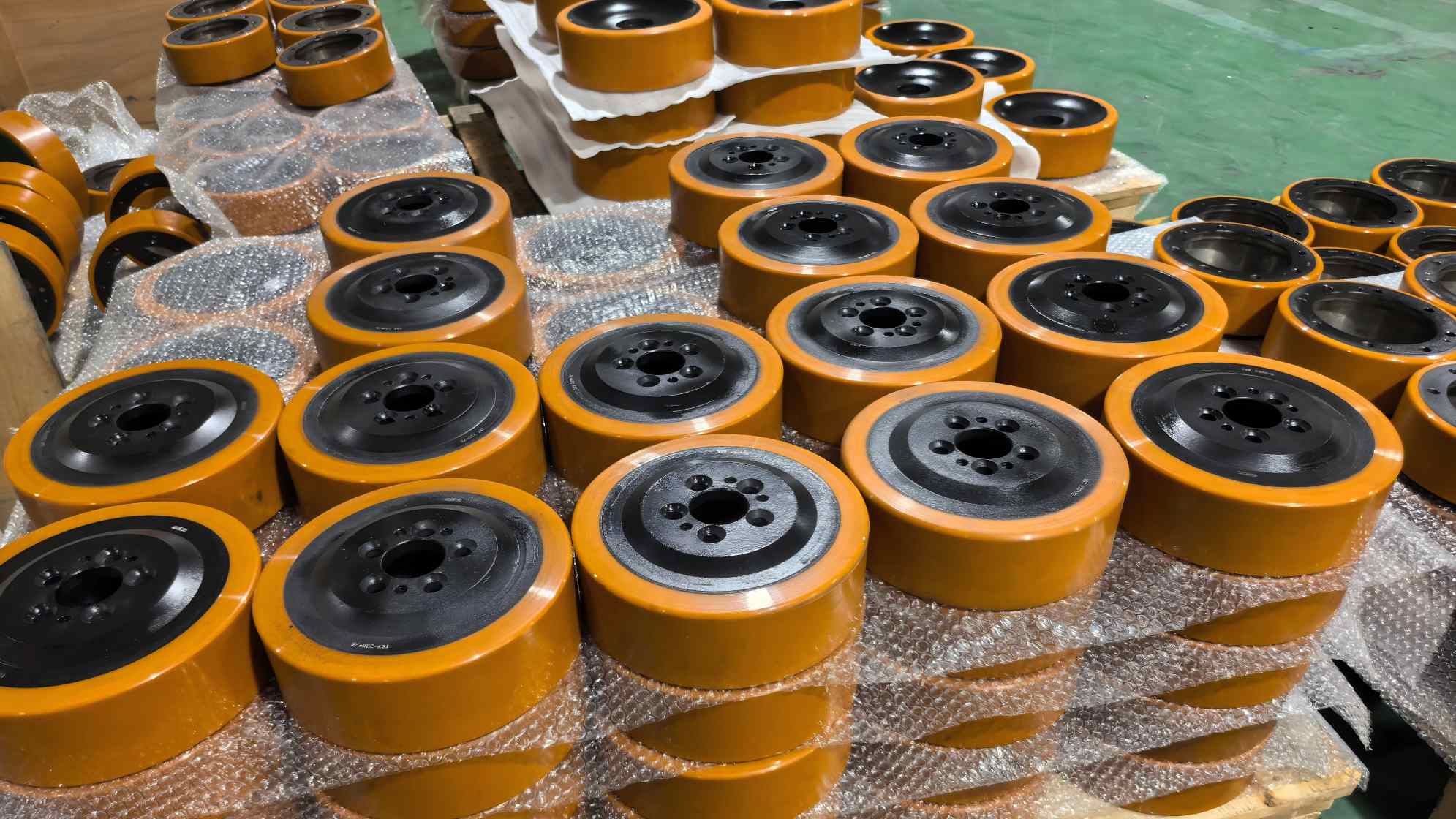 Forklift wheel plastic sealing